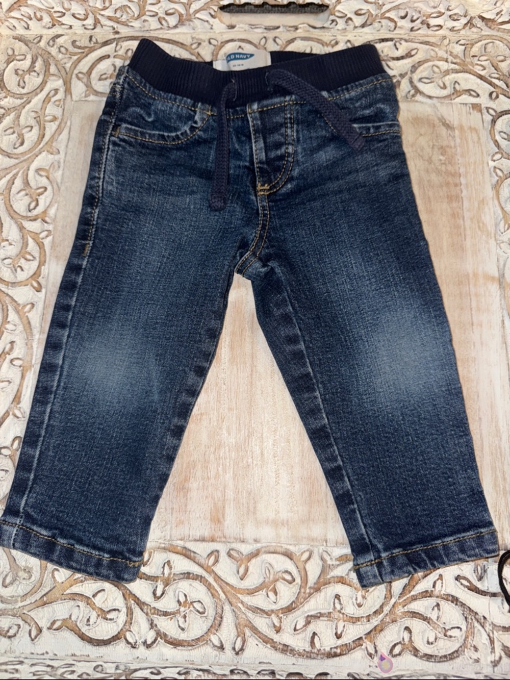 Old Navy Dark Blue Pull-On Toddler Jeans with Navy Waistband